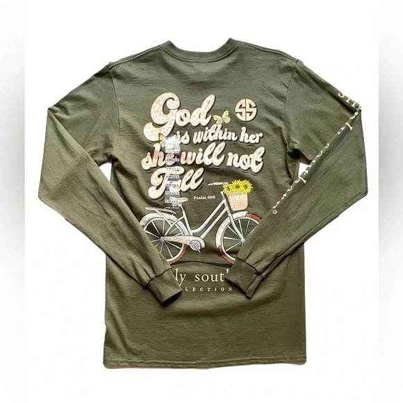 NWT Simply Southern “She Will Not Fall” Christian Graphic Long Sleeve Shirt - Picture 4 of 4